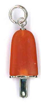 AMBROSINI JEWELS - 925 SILVER PENDANT ice lolly white finish medium orange stone (29.5x13 mm)
