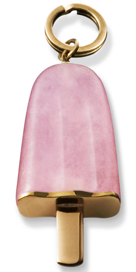AMBROSINI JEWELS - 925 SILVER PENDANT icicle rose finish medium pink stone (29.5x13 mm)