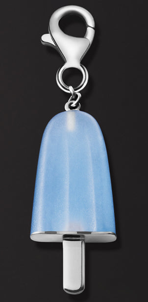 AMBROSINI JEWELS -  PENDENTE ARGENTO 925��  ghiacciolo finitura bianca pietra azzurra  piccolo (21x14 mm)