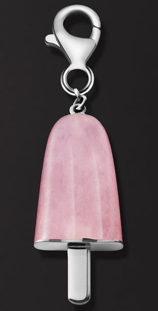AMBROSINI JEWELS -  PENDENTE ARGENTO 925��  ghiacciolo finitura bianca pietra rosa piccolo (21x14 mm)