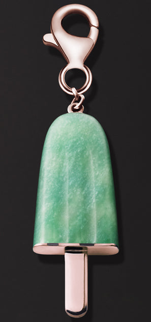 AMBROSINI JEWELS - 925 SILVER PENDANT icicle rose gold finish green stone small (21x14 mm)
