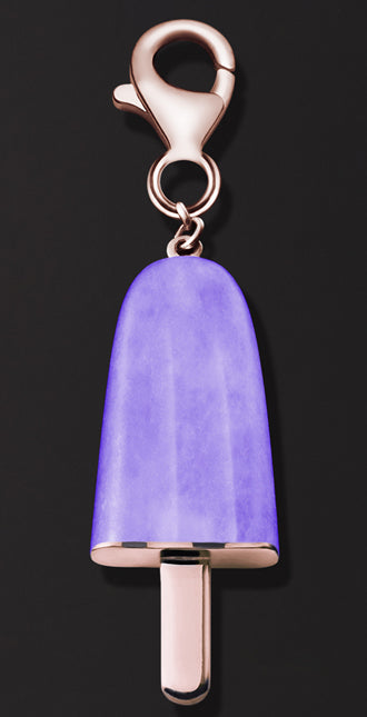 AMBROSINI JEWELS - 925 SILVER PENDANT icicle rose gold finish small purple stone (21x14 mm)