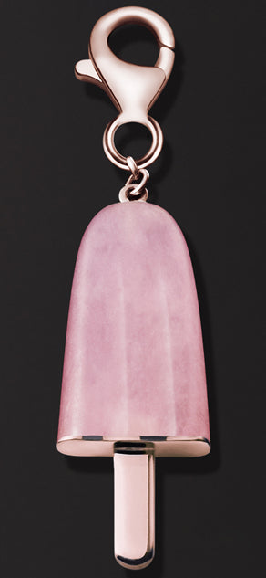 AMBROSINI JEWELS - 925 SILVER PENDANT icicle rose finish pink stone small (21x14 mm)